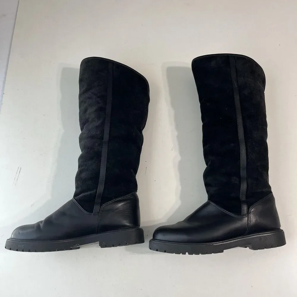 La Canadienne Boots Womens Size 8.5 Black Leather Shearling Lined Pull On Winter